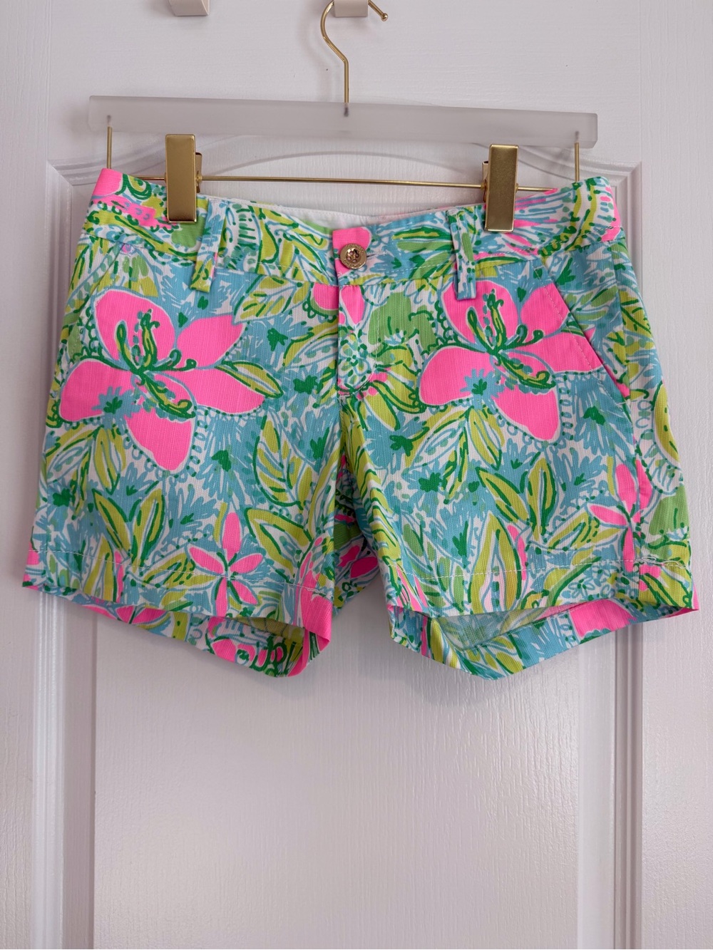 Lilly Pulitzer Floral Print Callahan Shorts in Pink & Green